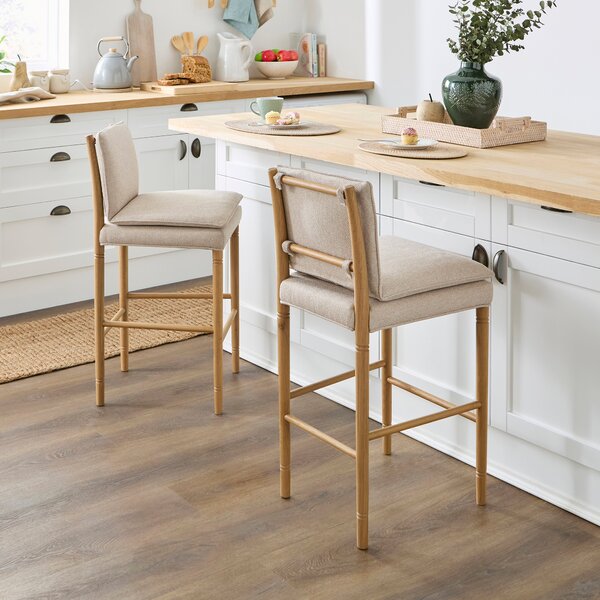 Churchgate Walcote Bar Stool, Herringbone Fabric Natural