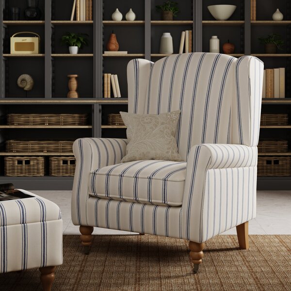 Oswald Folkstone Stripe Grande Armchair Folkstone Stripe Blue