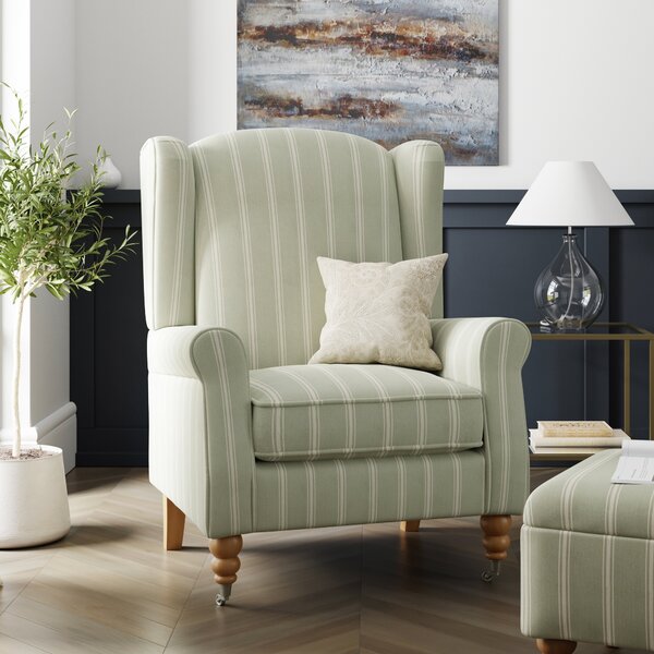 Oswald Folkstone Stripe Grande Armchair Folkstone Stripe Sage