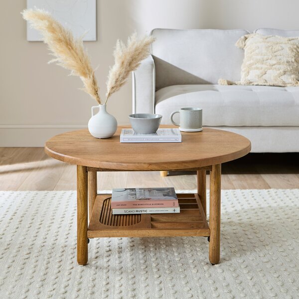 Khari Round Coffee Table, Mango Wood Black