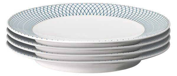 Porcelain Modern Deco Set Of 4 Dinner Plates