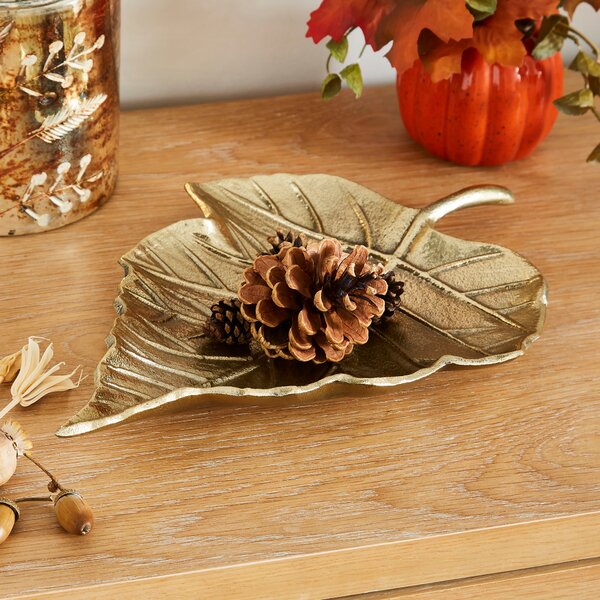 Leaf Metal Tray Gold