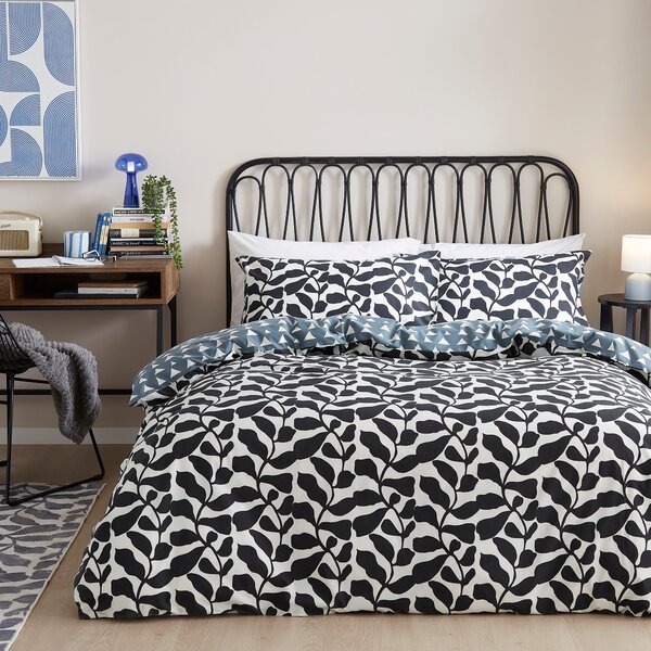 Monochrome Navy Duvet Cover and Pillowcase Set Navy (Blue)