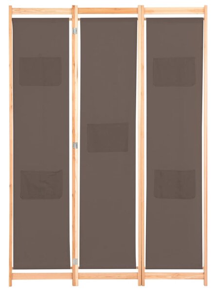 3-Panel Room Divider Brown 120x170x4 cm Fabric