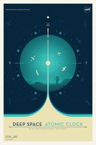 Fine Art Print Deep Space Atomic Clock (Blue) - Space Series (NASA)