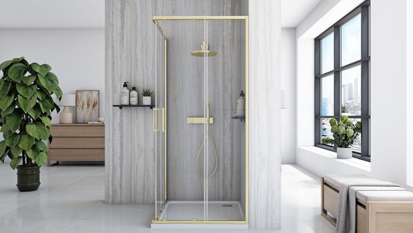 Shower enclosure Rea City 80x80 Gold Brush