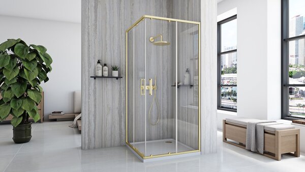 Shower enclosure Rea City 80x80 Gold Brush