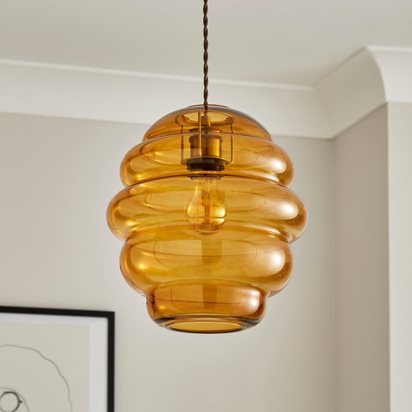 Hunnie Glass Easy Fit Pendant Shade Amber