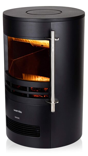 2000W Elmswell Round Contemporary Flame Effect Stove Black