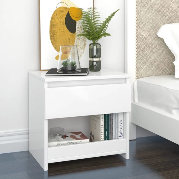 Bedside Cabinets 2 pcs High Gloss White 40x30x39 cm Engineered Wood
