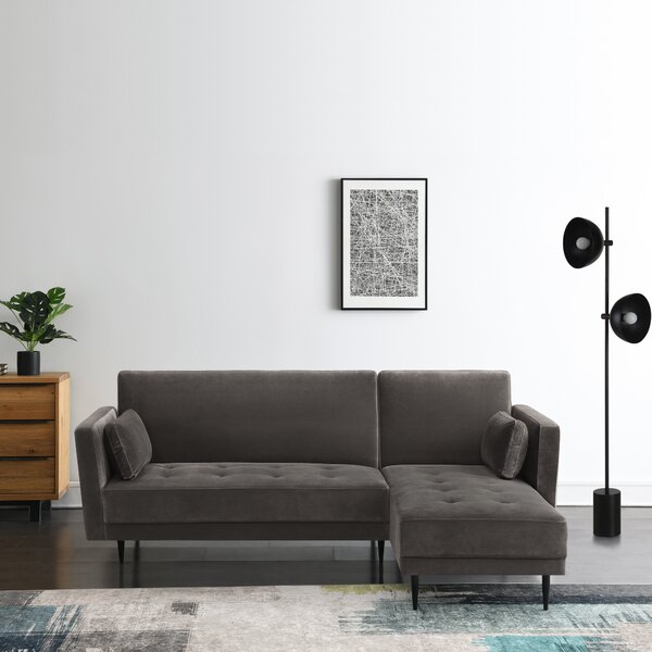 Selma Velvet Corner Sofa Bed Velvet Grey