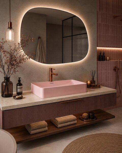 Conglomerate washbasin GOYA PINK 50CM