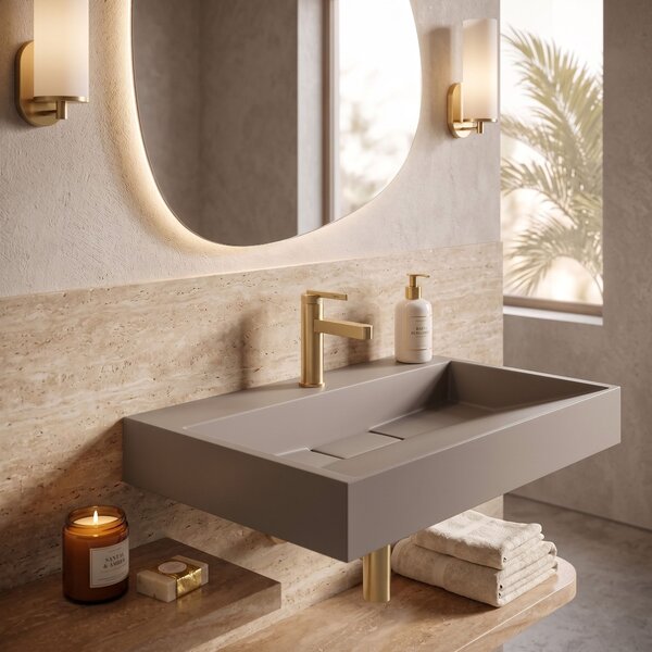 Conglomerate washbasin Rea GOYA TAUPE 70CM