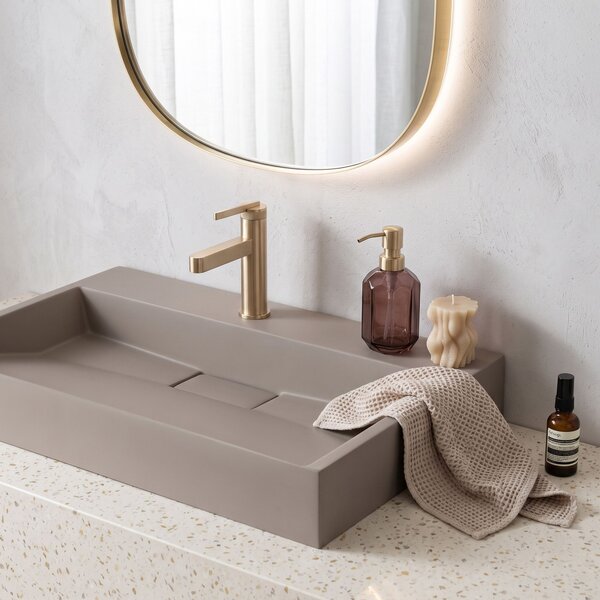 Conglomerate washbasin Rea GOYA TAUPE 70CM