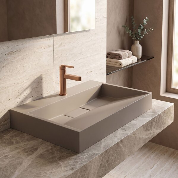Conglomerate washbasin Rea GOYA TAUPE 70CM