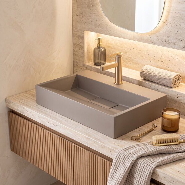 Conglomerate washbasin Rea GOYA TAUPE 60CM