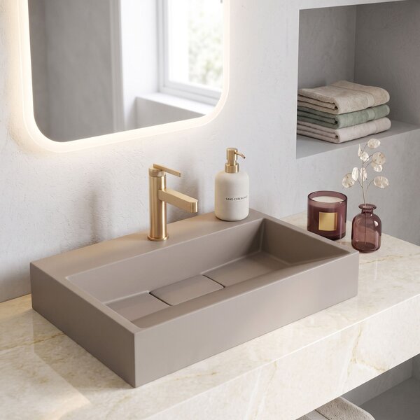 Conglomerate washbasin Rea GOYA TAUPE 60CM