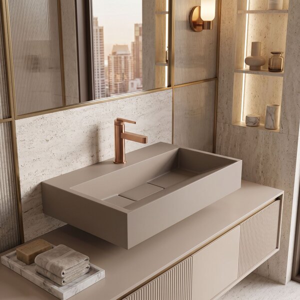 Conglomerate washbasin Rea GOYA TAUPE 60CM