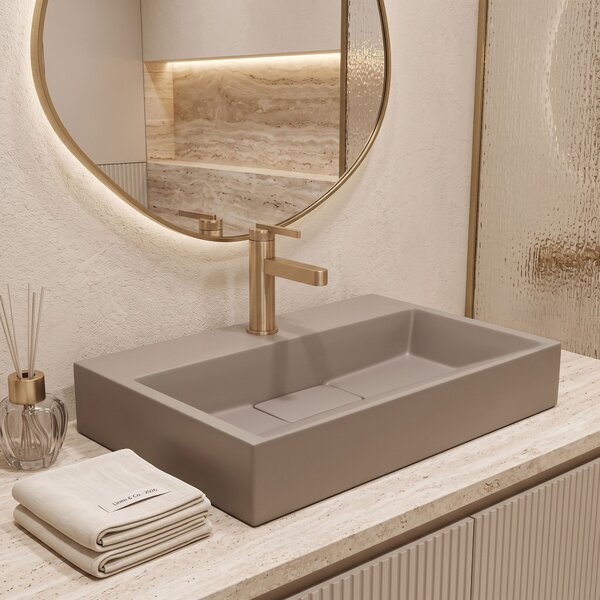 Conglomerate washbasin Rea GOYA TAUPE 60CM