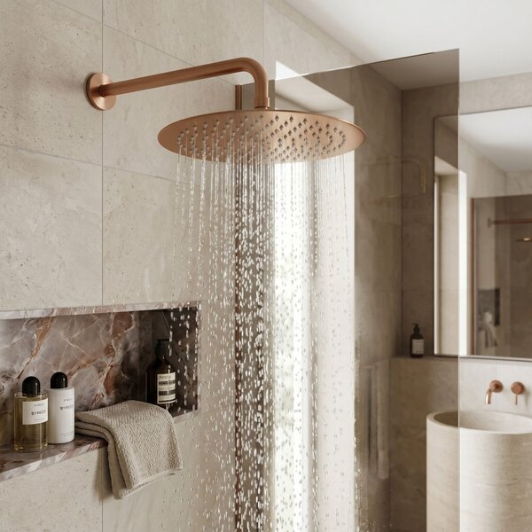 Round rain shower REA JS-P014BRG 30cm Brush Copper