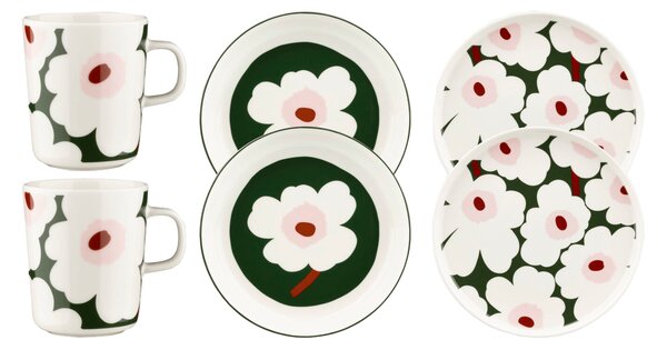 Marimekko Unikko dinner set 6 pieces Green