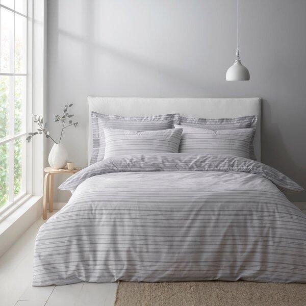 Tristan Stripe Grey Duvet Cover and Pillowcase Set Grey
