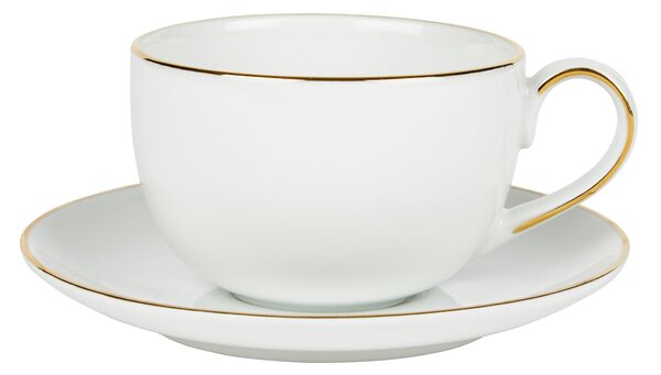 Gold Band Cup & Saucer White