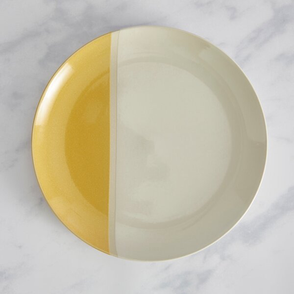 Elements Dipped Ochre Stoneware Dinner Plate Yellow