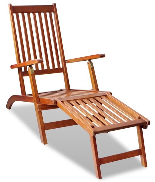 Outdoor Deck Chair with Footrest Solid Acacia Wood