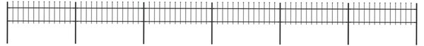 Garden Fence with Spear Top Steel 10.2x0.6 m Black