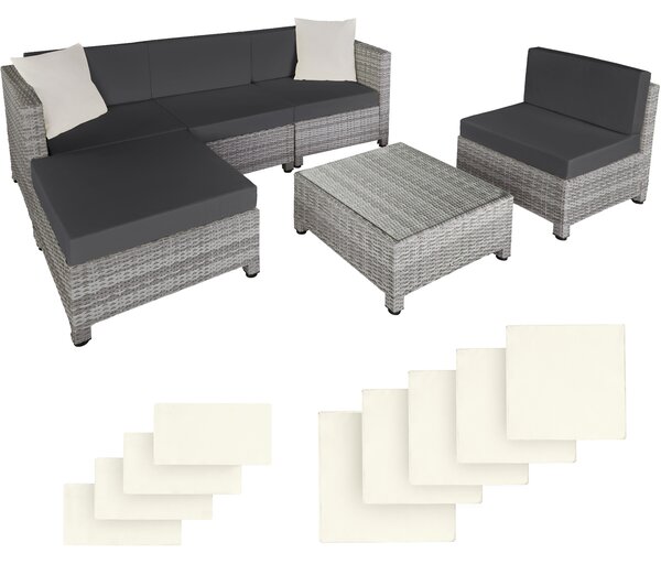 Tectake 403742 rattan garden furniture set with aluminium frame - light grey