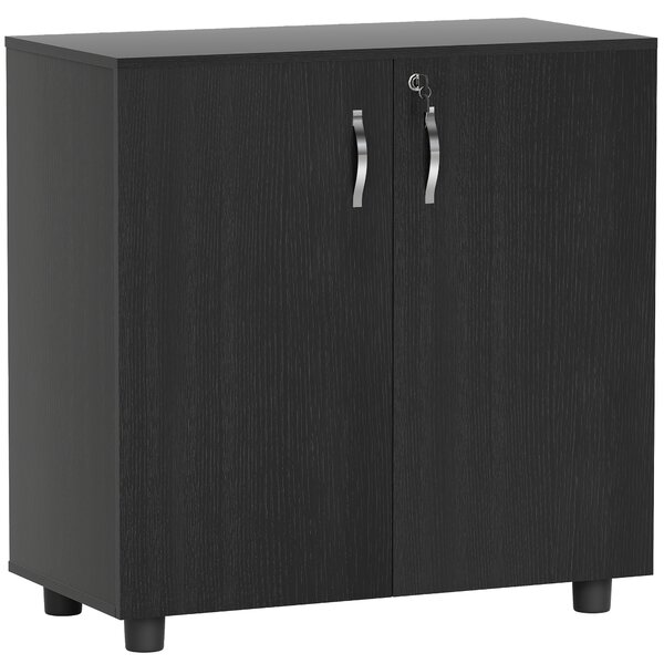 Vinsetto Black Cabinet Lockable File Cabinet with 2-Tier & Anti-Slip Feet, Storage for Office Equipment, 80 x 80 x 40cm Aosom UK