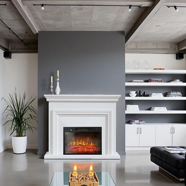 Free Standing Electric Fires ElectricSun SONIA White, with Sound Effect, 3 Colour, with APP, W120xH102cm