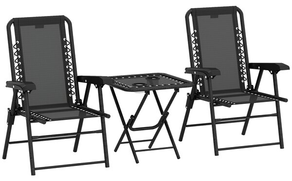 Outsunny Three-Piece Garden Table and Chair Set - Black