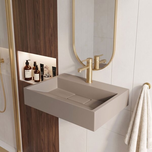 Conglomerate washbasin Rea GOYA TAUPE 50CM