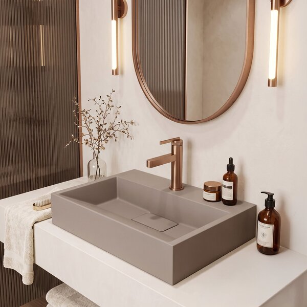 Conglomerate washbasin Rea GOYA TAUPE 50CM