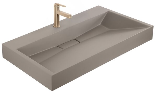 Conglomerate washbasin Rea GOYA TAUPE 100CM