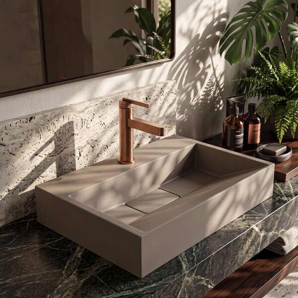 Conglomerate washbasin Rea GOYA TAUPE 50CM