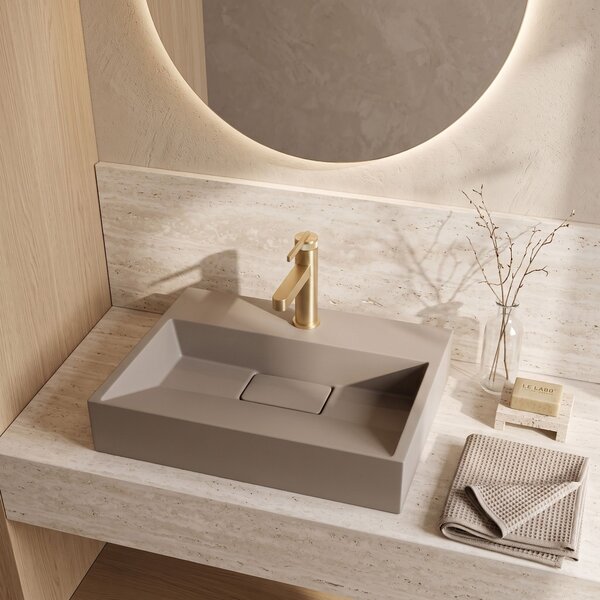 Conglomerate washbasin Rea GOYA TAUPE 50CM