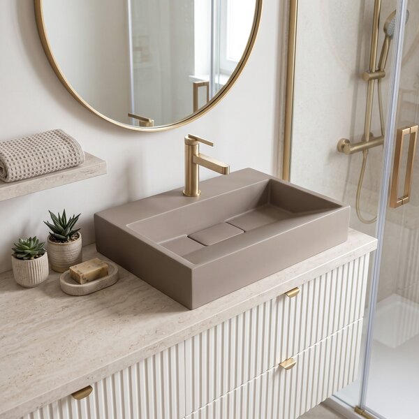 Conglomerate washbasin Rea GOYA TAUPE 50CM