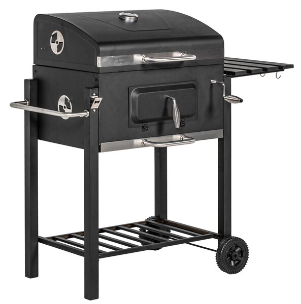 Outsunny Charcoal Grill, with Height-Adjustable Coal Pan - Black