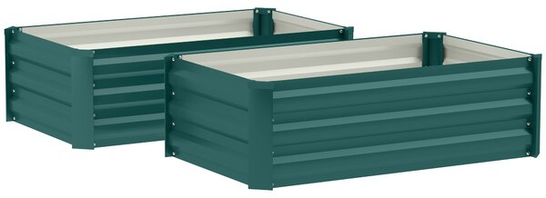 Outsunny Set of Two 60 x 100cm Galvanised Steel Planters, Green