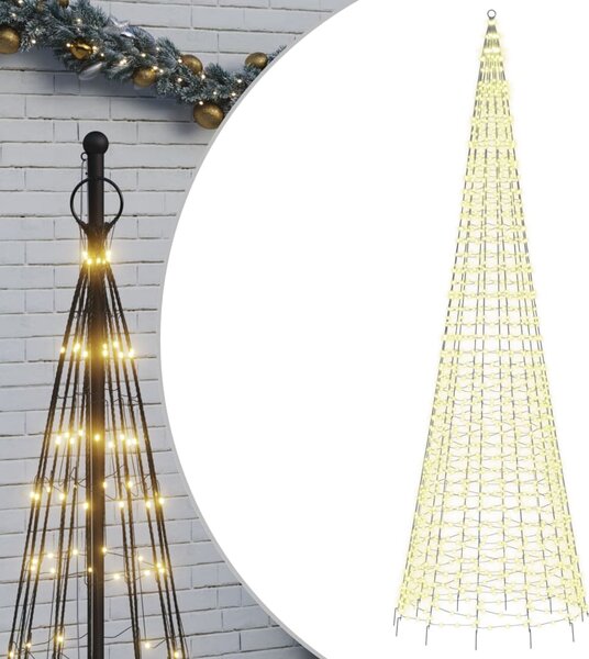 Christmas Tree Light on Flagpole 1534 LEDs Warm White 500 cm