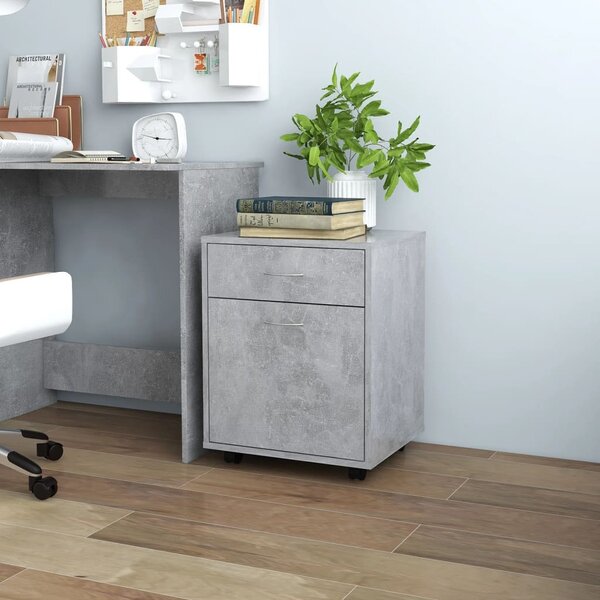 Rolling Cabinet Concrete Grey 45x38x54 cm Engineered Wood