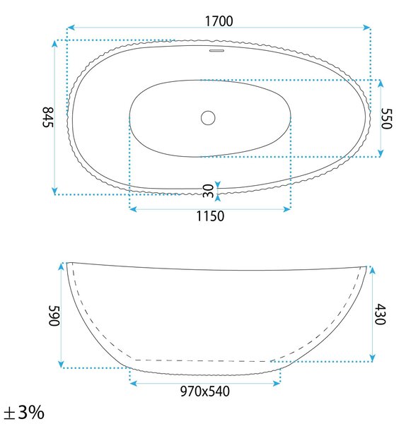 Freestanding Acrylic Bathtub Carmen 170