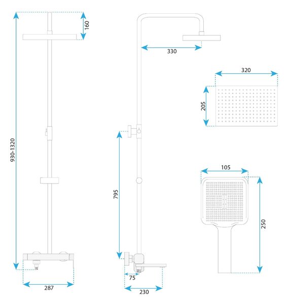 Shower set Rea Arlo Brush Gold