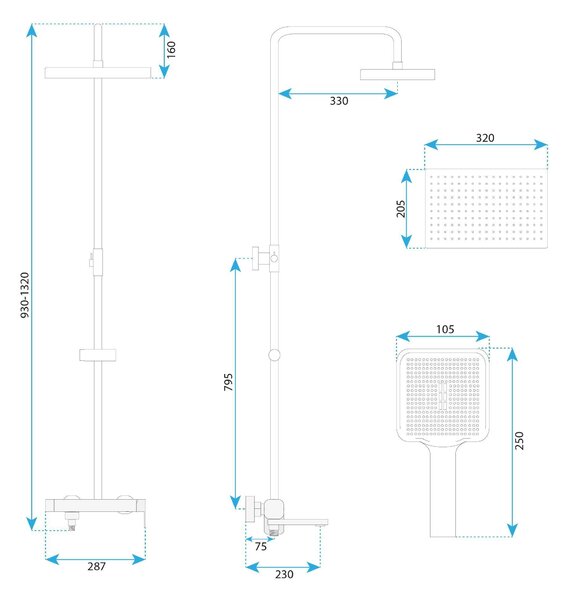 Shower set Rea Arlo Black