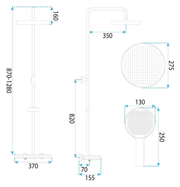 Shower set REA Creo Brush Copper
