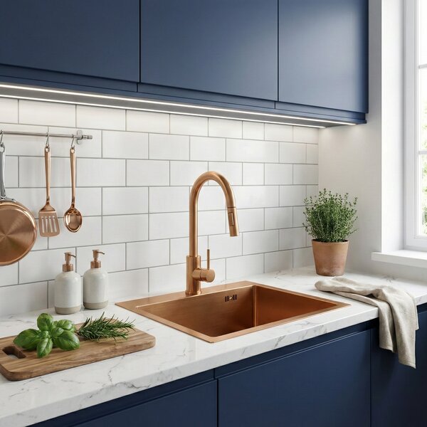 Stainless steel sink Leo 40 BRUSH COPPER