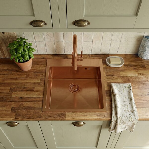 Stainless steel sink Leo 40 BRUSH COPPER